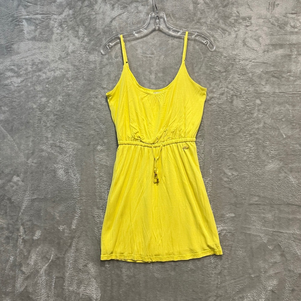 Guess Mini Dress Women XS Yellow Rayon Spaghetti‎ Strap Drawstring Waist